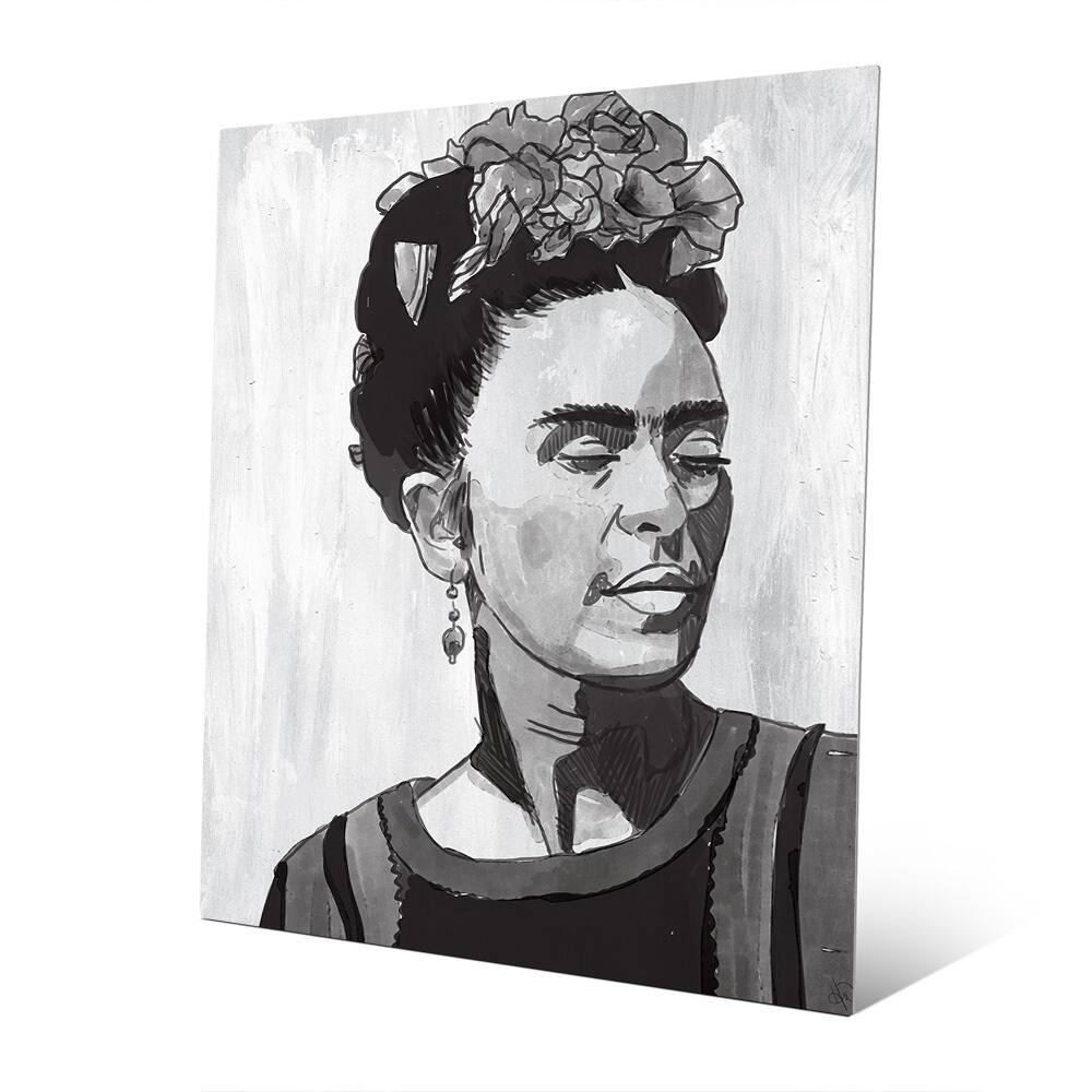 'Frida Kahlo' Black/White Aluminum Graphic Wall Art