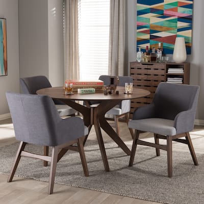 Baxton Studio Mid-century Medium Brown Wood 5-piece Dining Set