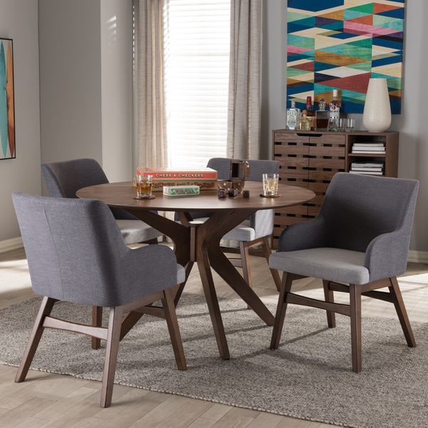 Baxton Studio Mid century Medium Brown Wood 5 piece Dining Set