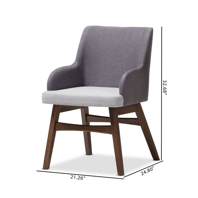 Baxton Studio Mid-Century Two-Tone Grey Fabric 2-Piece Armchair Set