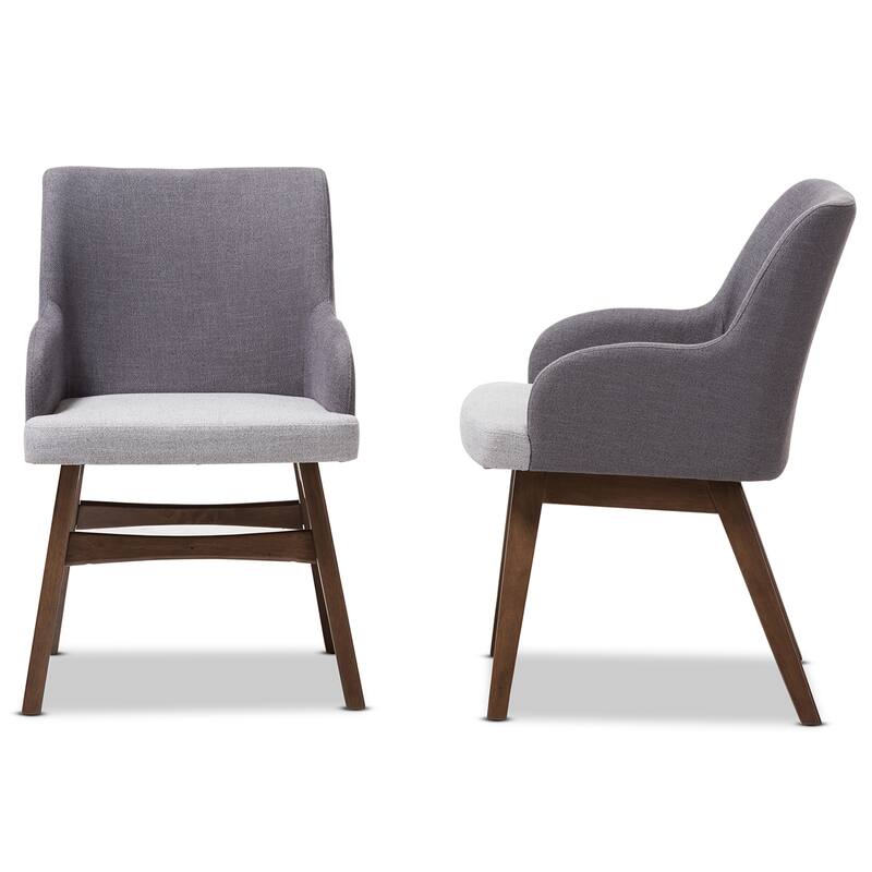 Baxton Studio Mid-Century Two-Tone Grey Fabric 2-Piece Armchair Set