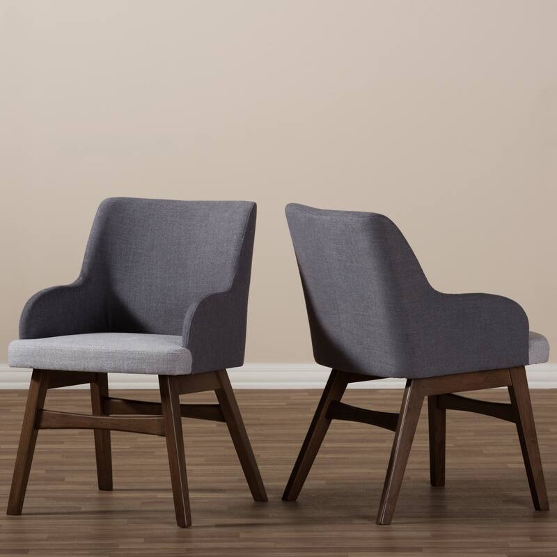 Baxton Studio Mid-Century Two-Tone Grey Fabric 2-Piece Armchair Set