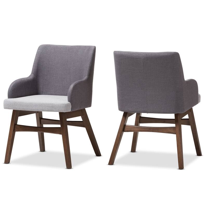 Baxton Studio Mid-Century Two-Tone Grey Fabric 2-Piece Armchair Set