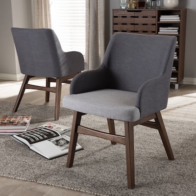 Baxton Studio Mid-Century Two-Tone Grey Fabric 2-Piece Armchair Set