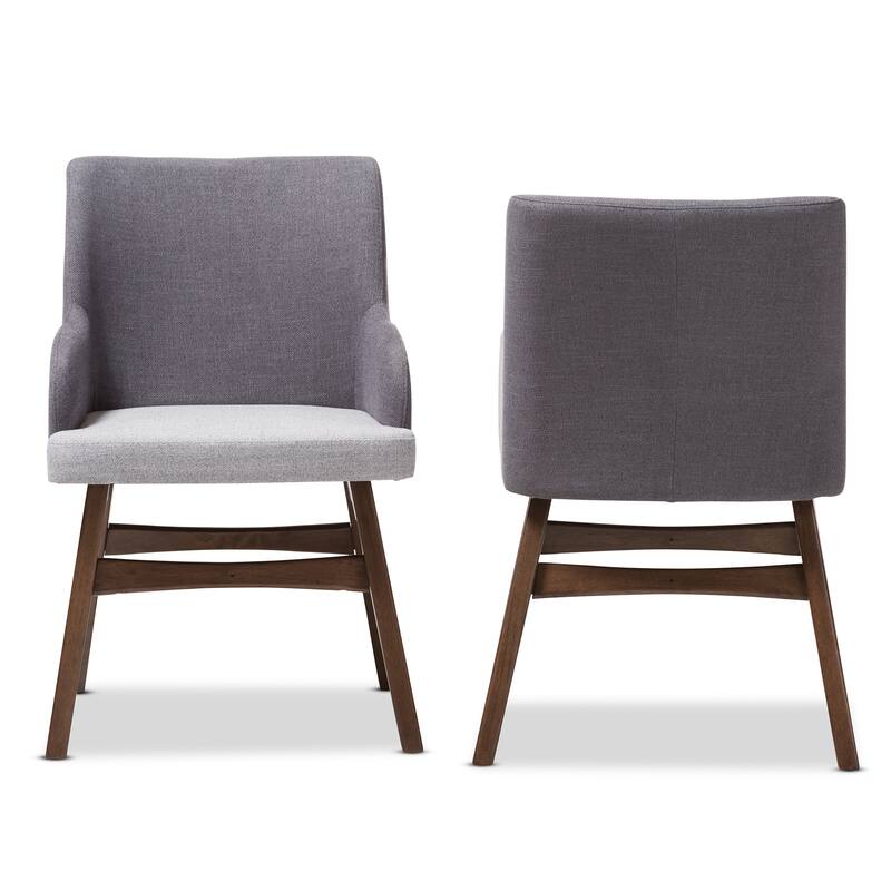 Baxton Studio Mid-Century Two-Tone Grey Fabric 2-Piece Armchair Set