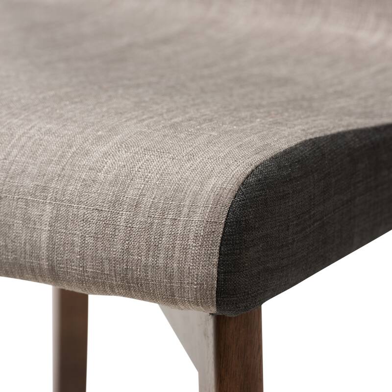 Baxton Studio Mid-Century Beige and Brown Fabric 2-Piece Dining Chair Set