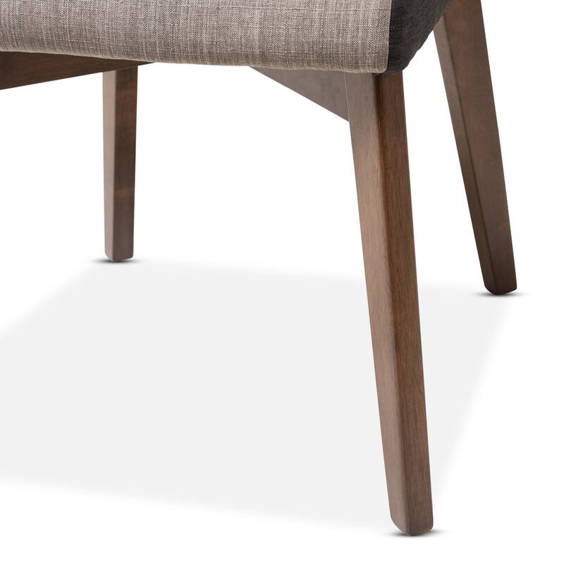 Baxton Studio Mid-Century Beige and Brown Fabric 2-Piece Dining Chair Set