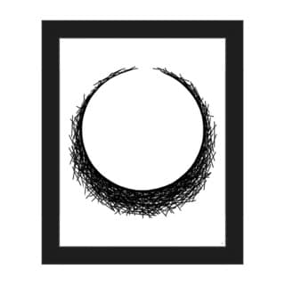 'V Eclipse' Black on White Framed Canvas Wall Art