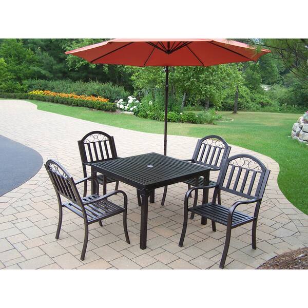 Shop Black Friday Deals On 6 Pc Dining Set With Square Table 4 Chairs Umbrella And Base On Sale Overstock 13995543