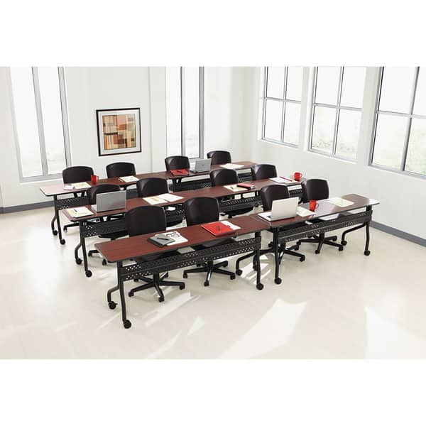 Officeworks Mobile Training Table 72 W X 18 D X 29 H Mahogany Overstock