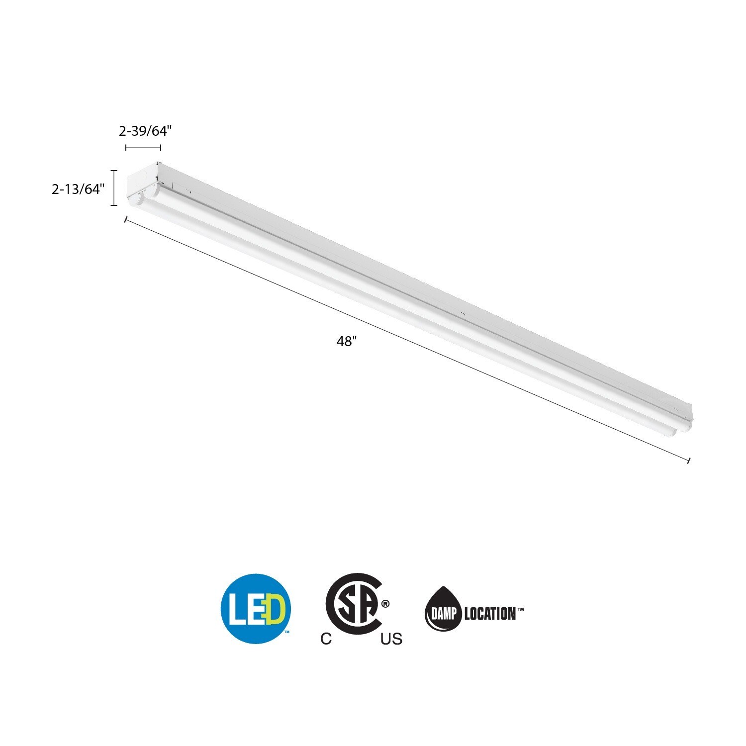 Lithonia Lighting CMNS L48 2LL 120V 840 4-Foot 2-Light White LED Striplight  - Bed Bath & Beyond - 13995817