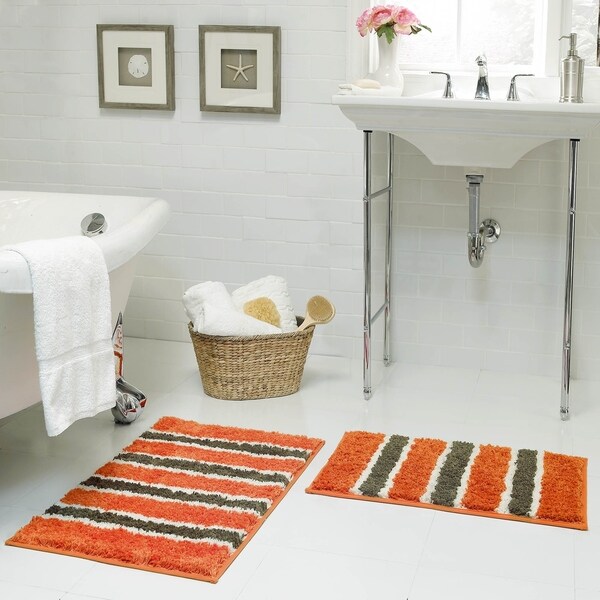 Bathtopia Radella Microfiber Stripe 18 x 30 in. Bath Rug