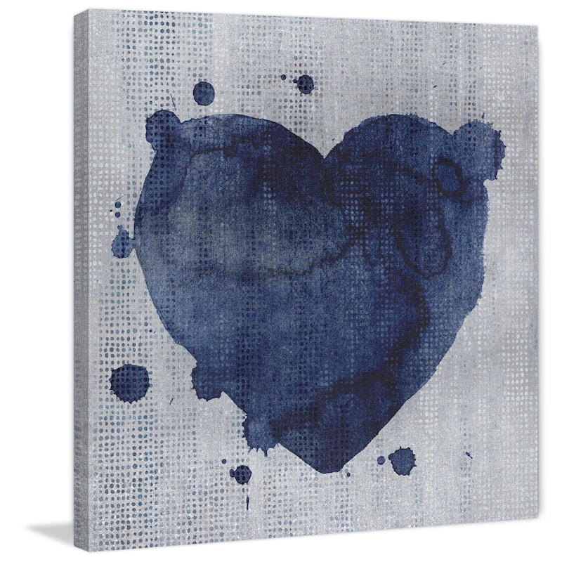 Marmont Hill - 'Blue Heart' Painting Print on Wrapped Canvas - Multi-Color