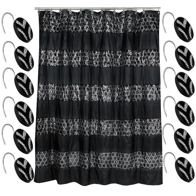 Luxury Shower Curtain and Hooks Set Or Separates - SHOWER CURTAIN AND HOOKS SET