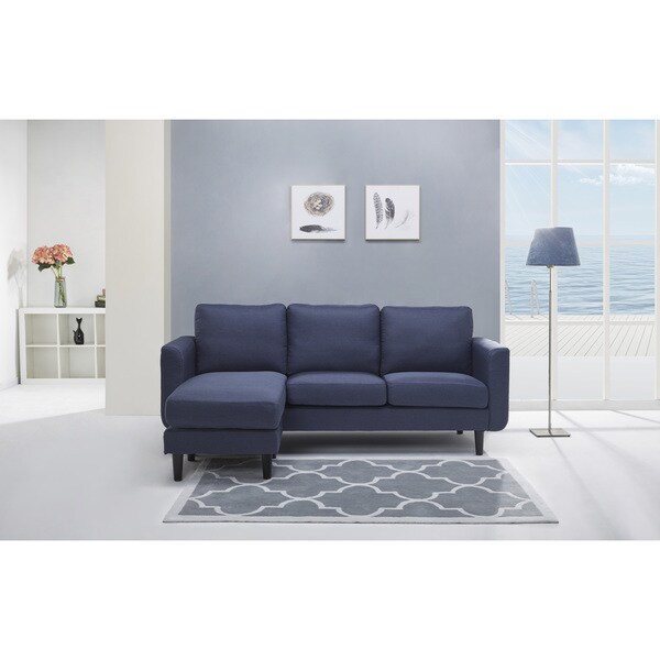 Everett Blue Convertible Sofa And Ottoman Free