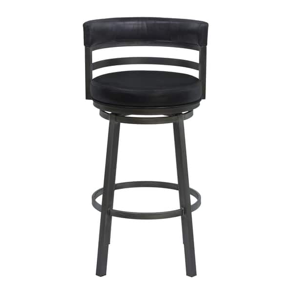 Titana Swivel Barstool in Ford Black Faux Leather and Mineral Finish ...