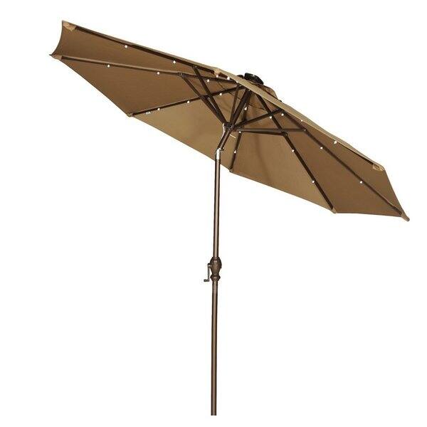 Shop Abba Patio 9 Foot Brown Tilt Crank Umbrella With Solar Powered Led Lights Overstock 13997237