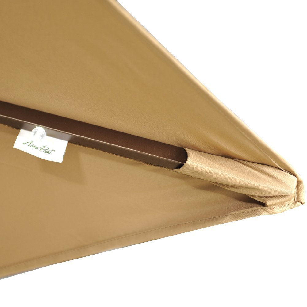 Shop Black Friday Deals On Abba 9 Foot Rectangular Brown Patio Umbrella With Solar Powered Led Lights Overstock 13997267