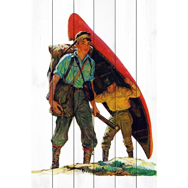 Marmont Hill - Handmade Canoe Portage Painting Print on White Wood
