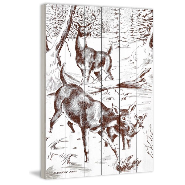 Marmont Hill - Handmade Deer Painting Print on White Wood