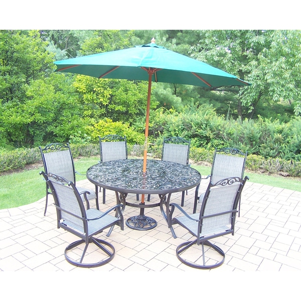 Shop 9 Pc Dining Set with Table, 2 Swivels, 4 Chairs, Umbrella and ... Shop 9 Pc Dining Set with Table, 2 Swivels, 4 Chairs, Umbrella and ...