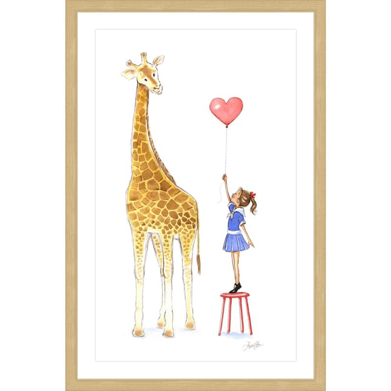 Marmont Hill - 'Giraffe and Girl' by Phyllis Harris Framed Painting ...