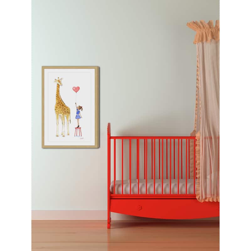 Marmont Hill - 'Giraffe and Girl' by Phyllis Harris Framed Painting ...
