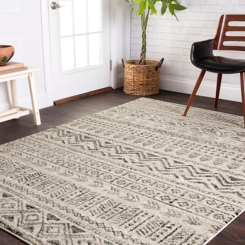 Alexander Home Brentley Tribal Graphite Moroccan Area Rug - 5' 3" x 7' 7" - Stone/Graphite - Rectangle