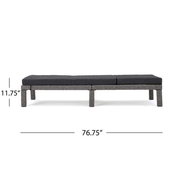 dimension image slide 2 of 4, Puerta Outdoor Adjustable Wicker Chaise Lounge with Cushion by Christopher Knight Home