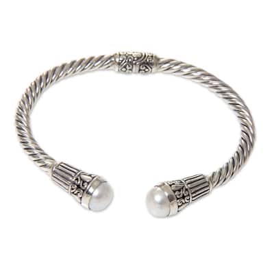 Sterling Silver Moonlit Promenade Cultured Pearl Bracelet