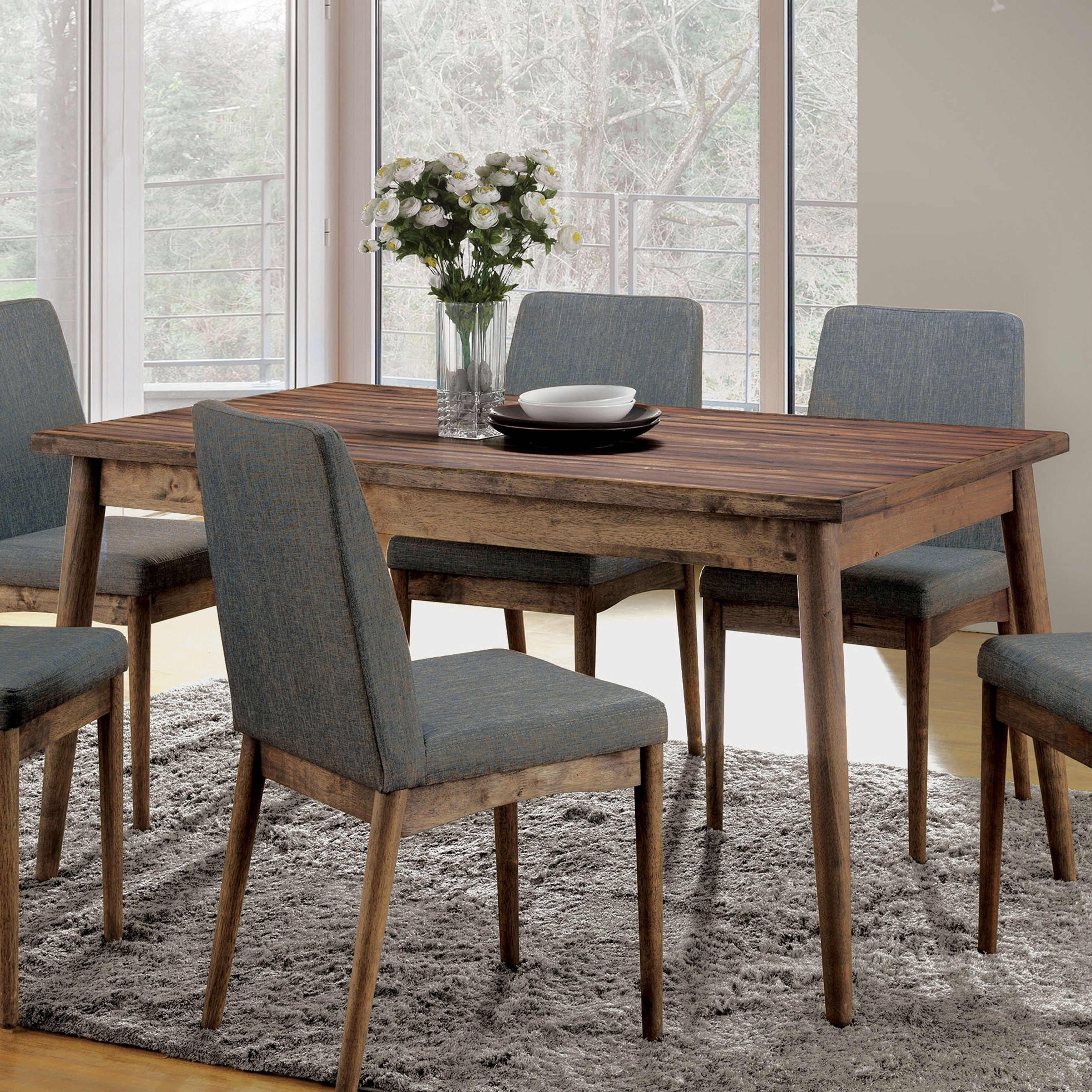 furniture of america sevo midcentury modern brown 59-inch dining table