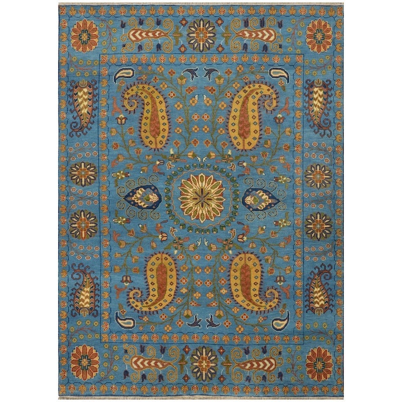 HERAT ORIENTAL Handmade Kazak Paisley Design Wool Rug - 8' x 10'
