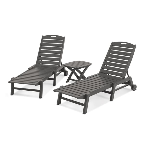 Polywood Nautical 3 Piece Outdoor Chaise Lounge Set With Table Polywood Nautical 3 Piece Outdoor Chaise Lounge Set With Table