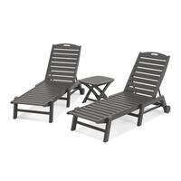 POLYWOOD® Nautical 3-Piece Outdoor Chaise Lounge Set with Table