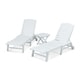 preview thumbnail 1 of 6, POLYWOOD Nautical 3-piece Outdoor Chaise Lounge Set with Table White