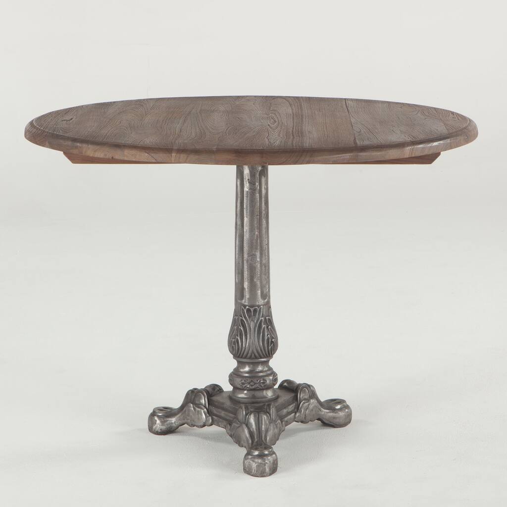 Regina 40-Inch Round Dining Table with Reclaimed Teak Top - Brown