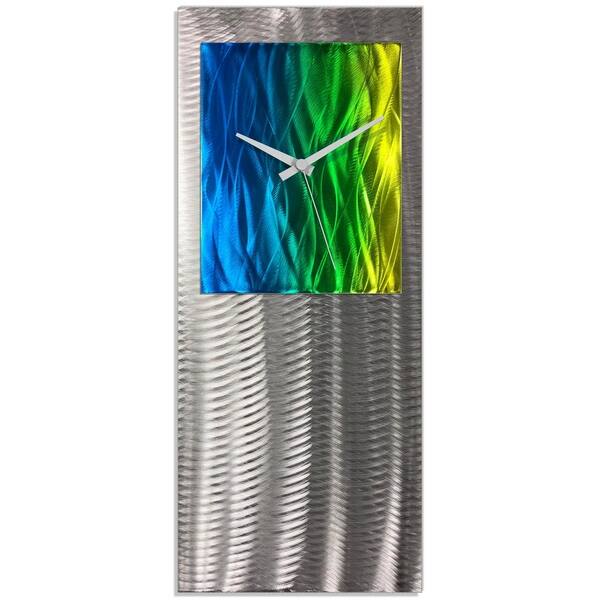 slide 2 of 3, Helena Martin 'Elements Studio Clock' Artistic Modern Clock on Ground and Colored Aluminum