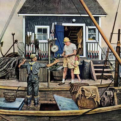 Marmont Hill - 'Daily Catch' Painting Print on Wrapped Canvas - Multi-Color