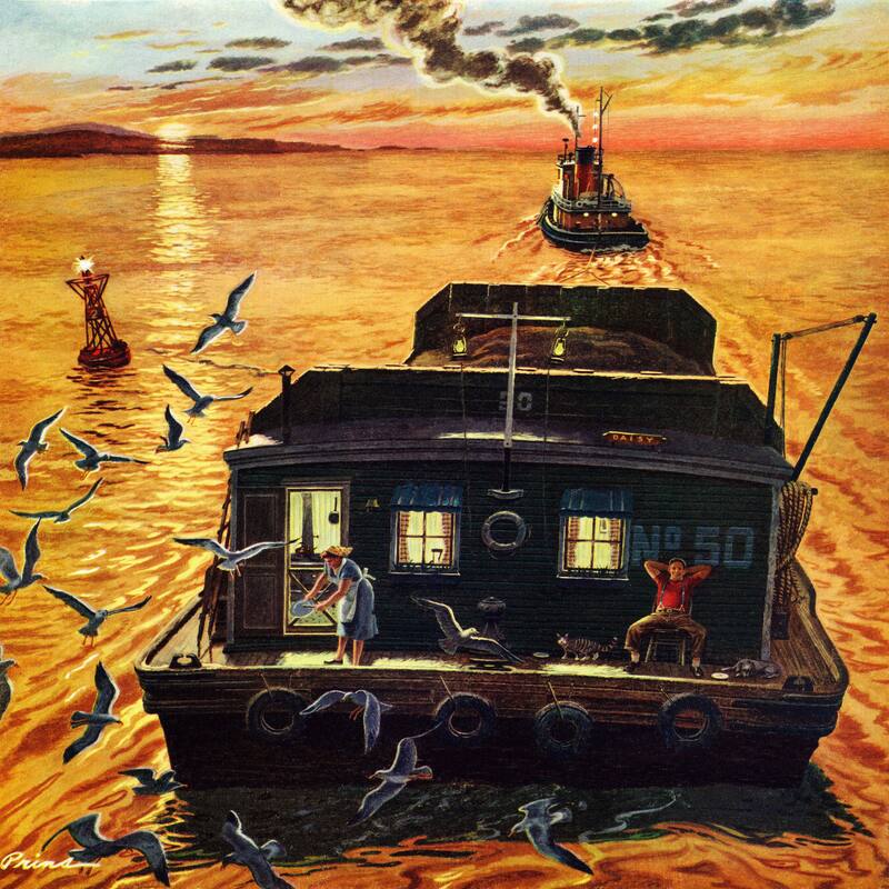 Marmont Hill - 'Houseboat' Painting Print on Wrapped Canvas - Multi-Color