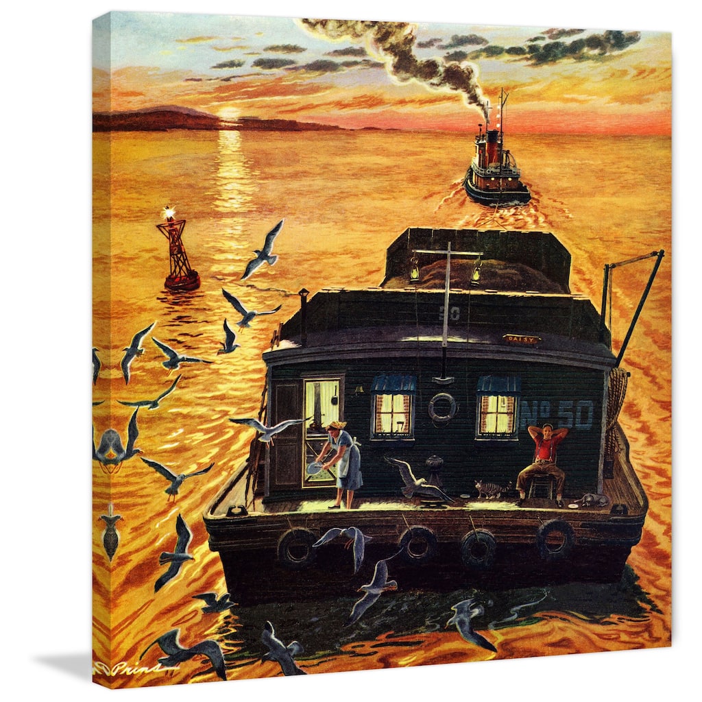Marmont Hill - 'Houseboat' Painting Print on Wrapped Canvas - Multi-Color