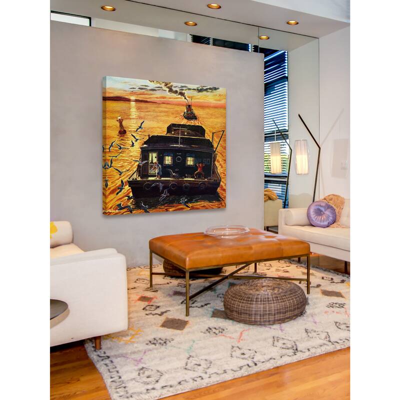 Marmont Hill - 'Houseboat' Painting Print on Wrapped Canvas - Multi-Color