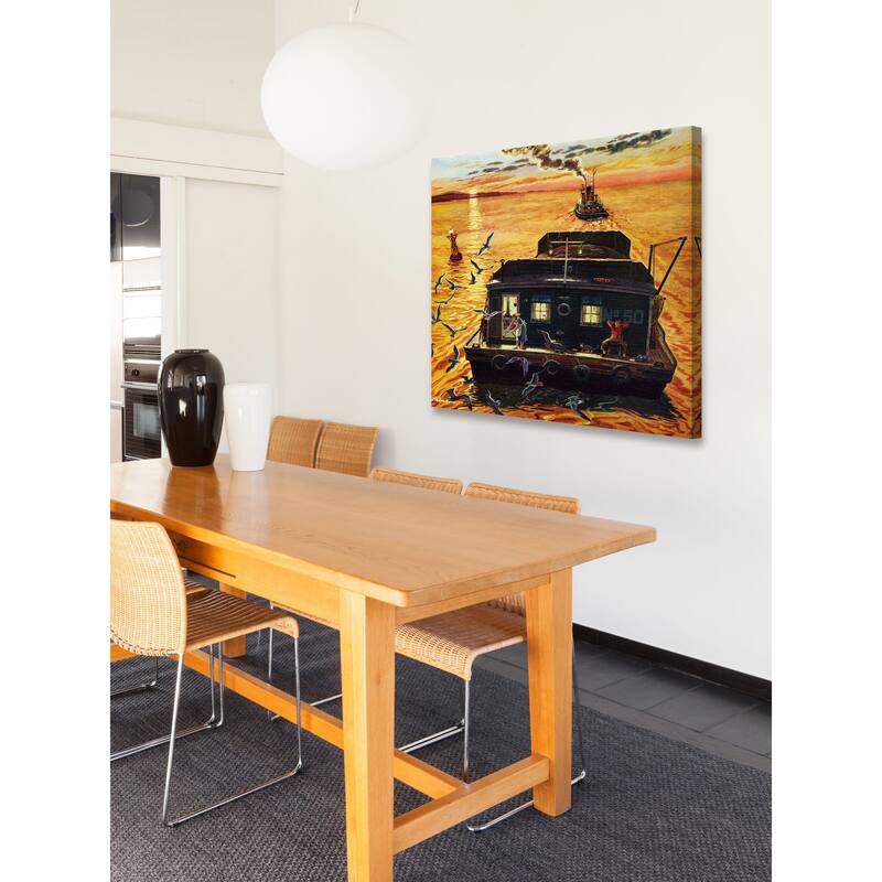 Marmont Hill - 'Houseboat' Painting Print on Wrapped Canvas - Multi-Color