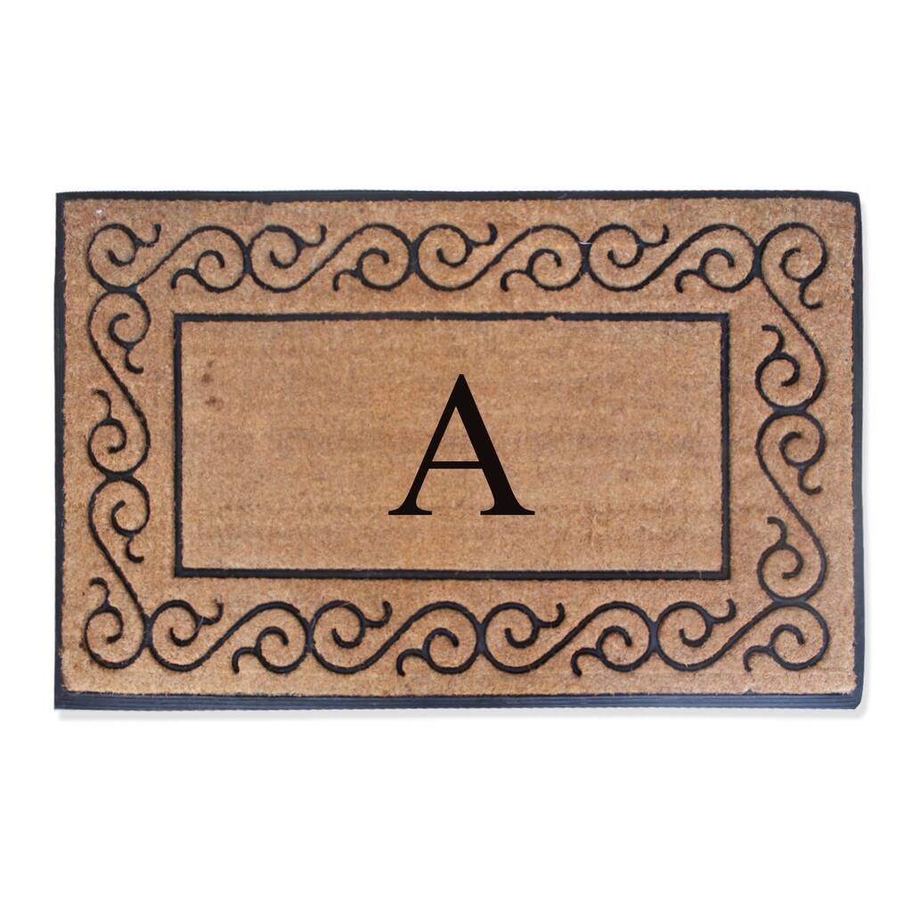 A1HC First Impression Rubber and Coir Molded Monogrammed Double Doormat