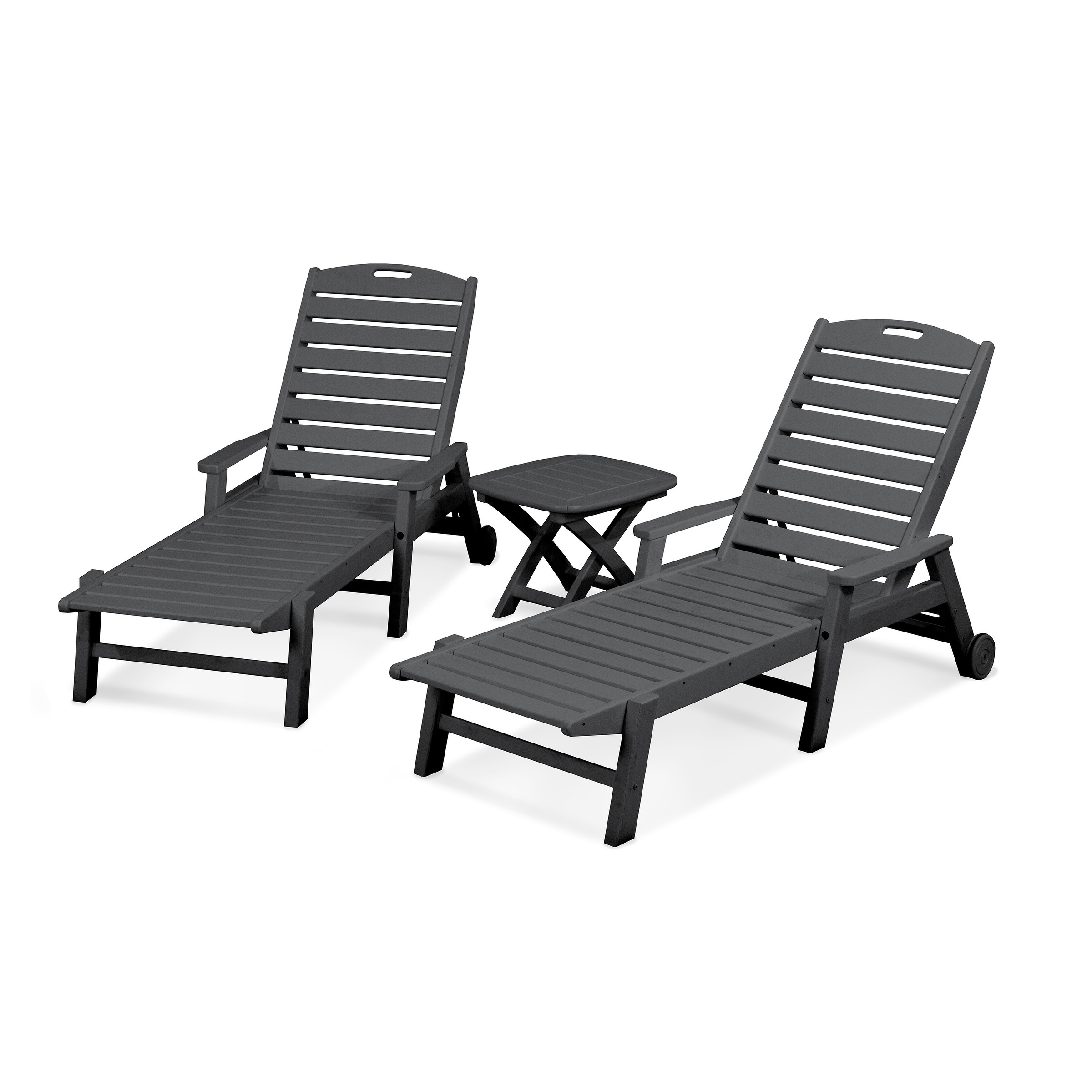 Polywood Nautical 3 Piece Outdoor Chaise Lounge Set With 3 Piece Outdoor Chaise Lounge Set