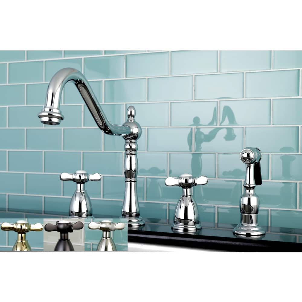 Kingston Brass Heritage Cross Kitchen Faucet with Side Spayer
