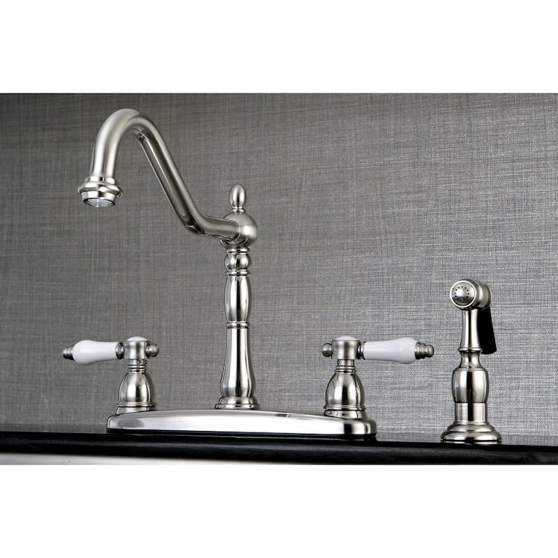 Kingston Brass Vintage Porcelain 8-inch Centerset Kitchen Faucet with Side Sprayer