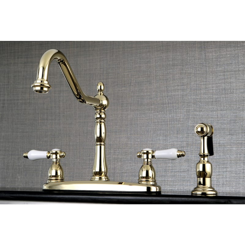 Kingston Brass Vintage Porcelain 8-inch Centerset Kitchen Faucet with Side Sprayer