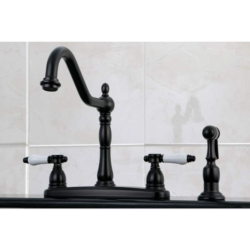 Kingston Brass Vintage Porcelain 8-inch Centerset Kitchen Faucet with Side Sprayer