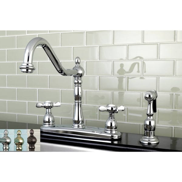 Vintage Cross 8-inch Centerset Kitchen Faucet with Side Sprayer. Opens flyout.