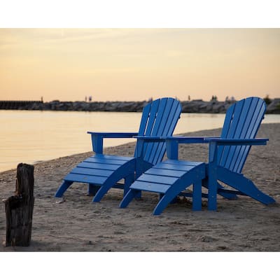 POLYWOOD South Beach 4-Piece Adirondack Chair and Ottoman Set